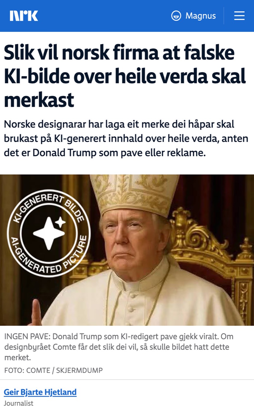 KI-merket: omtale i NRK